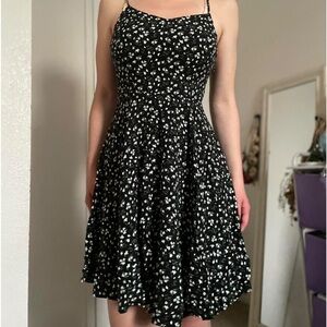 Old Navy Cami Dress Black White Print Flowy Womens Spaghetti Strap size medium